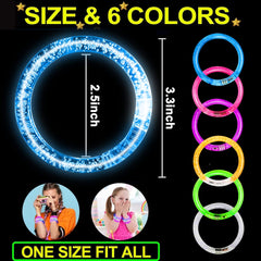 6 Color Glow Bracelets Bulk Light Up Bracelets, LED Bracelets Light Up Toys Glow In the Dark Party Favors Toys