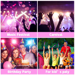 Pink LED Fiber Optic Stick 3 Modes Glow in The Dark Flashing Sparklers Glow Wands for Birthday Wedding Bridal