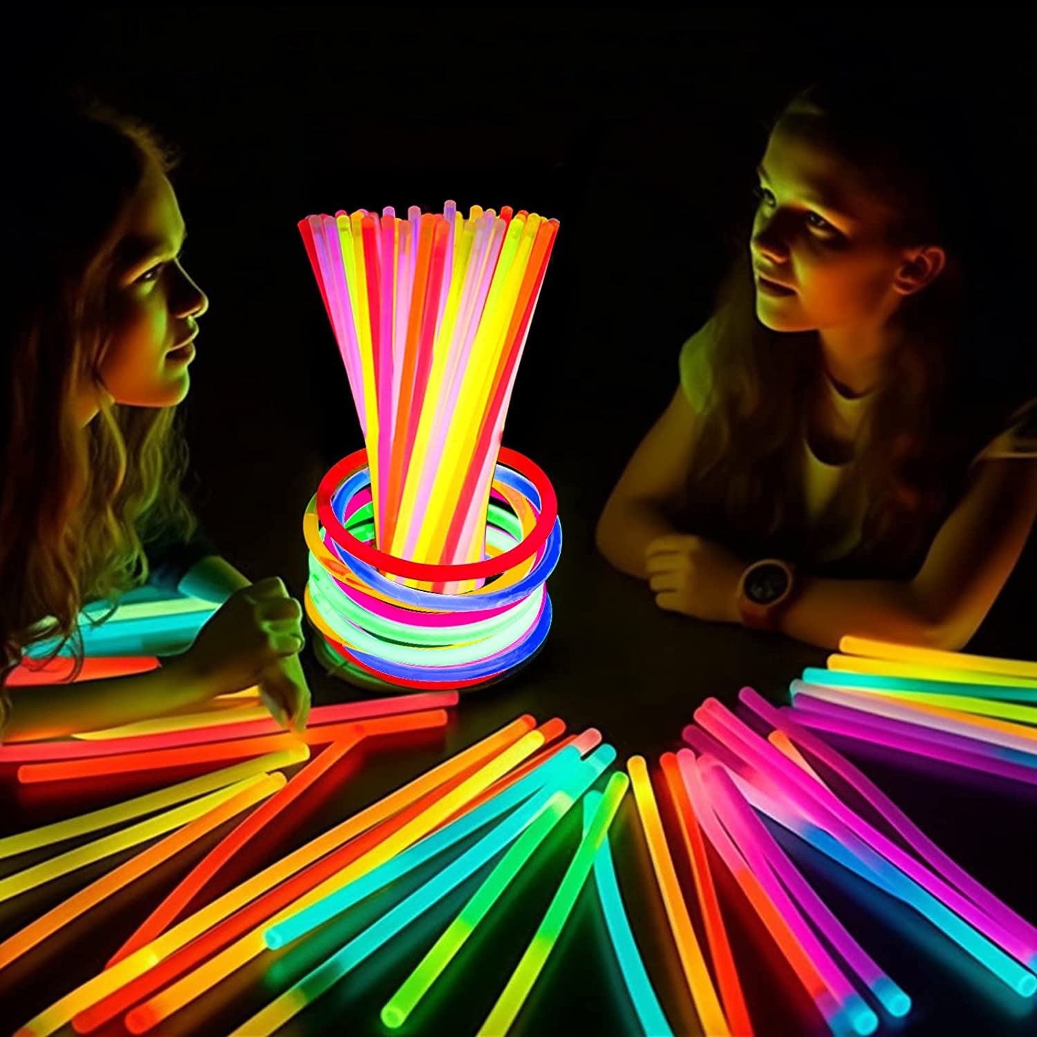 8 Glow Stick with Connectors, Multicolor Glow in the Dark Party