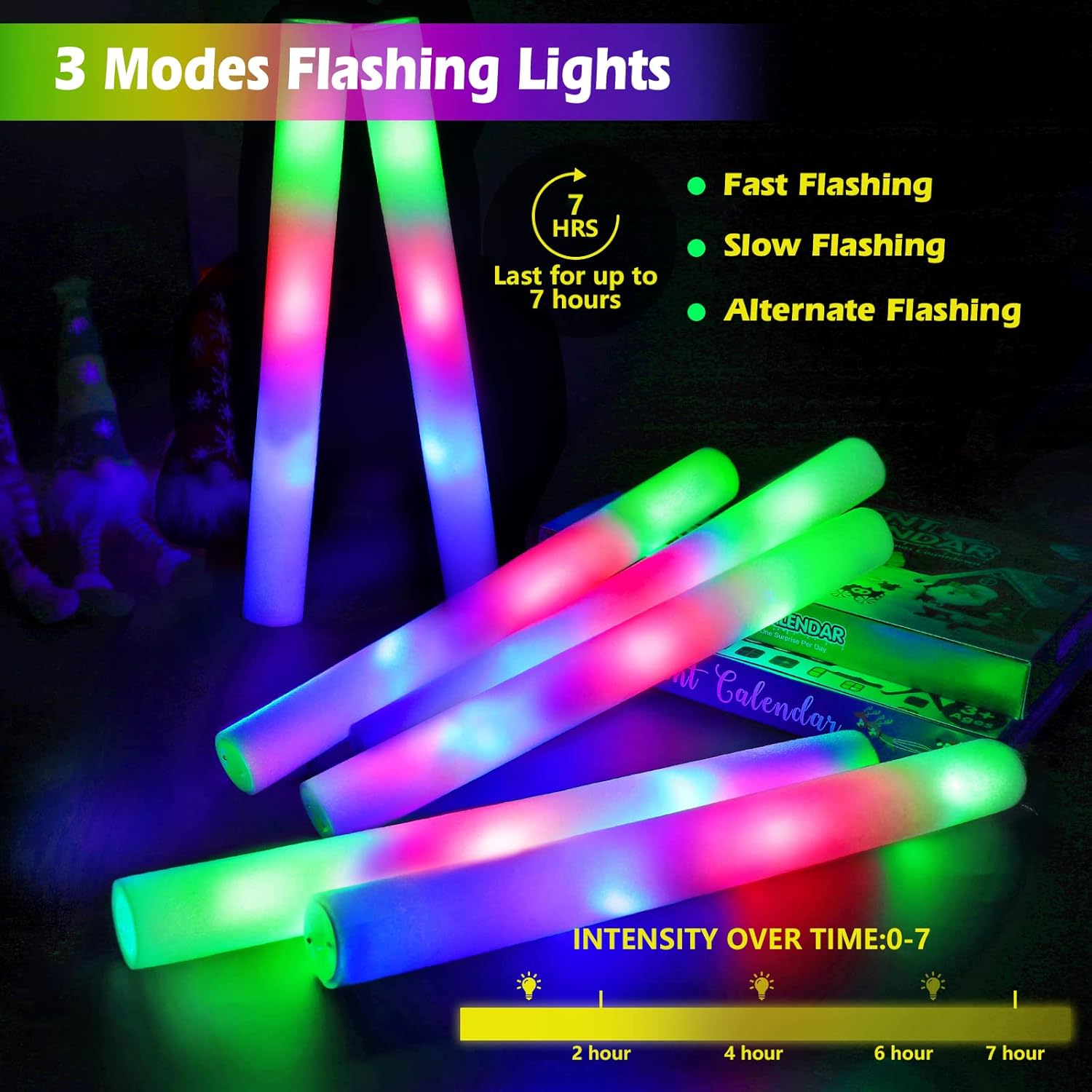 110 Pcs Flashing Foam Glow Sticks Glow in The Dark Party Favors ...