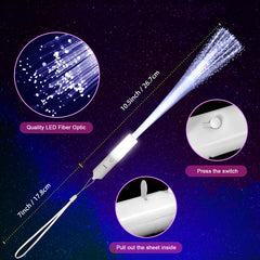 White Fiber Optic Wands Glow Sticks Party LED Light up Sticks with 3 Modes for Wedding, Concert, Parties