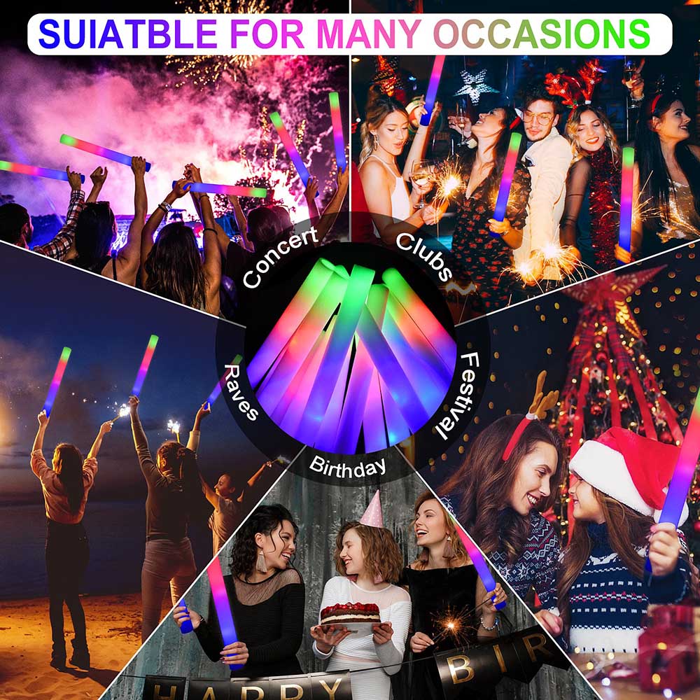 Colored Led Sticks Foam Pack, RGB Led Foam Sticks For Wedding Party ...