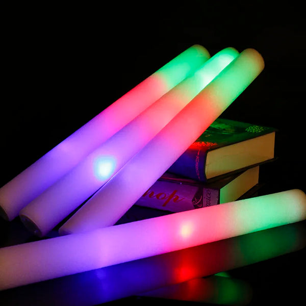 100 PCS Light Up Foam Sticks LED Wands Batons DJ Flashing Glow 16