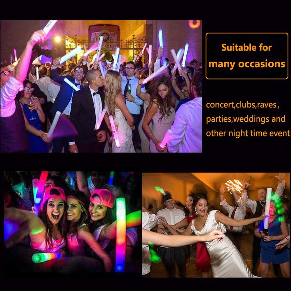 Glow Sticks Bulk Party Favors 192pcs Foam Glow Sticks Glow In The Dark Party Supplies,Light Up Foam Sticks For Wedding, Raves, Concert, Party, Sport Event , Club, Christmas, Halloween Holiday Supplies