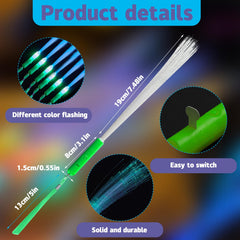 Green Glow Fiber Wands Sticks LED Light Wands LED Flashing Sticks Glow Flashing Wands Fiber Optic Wands Party Favors