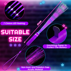 Purple Glow Flashing Wands Fiber Optic Wands LED Flashing Sticks Fiber Wands for Parties Weddings Party Favor