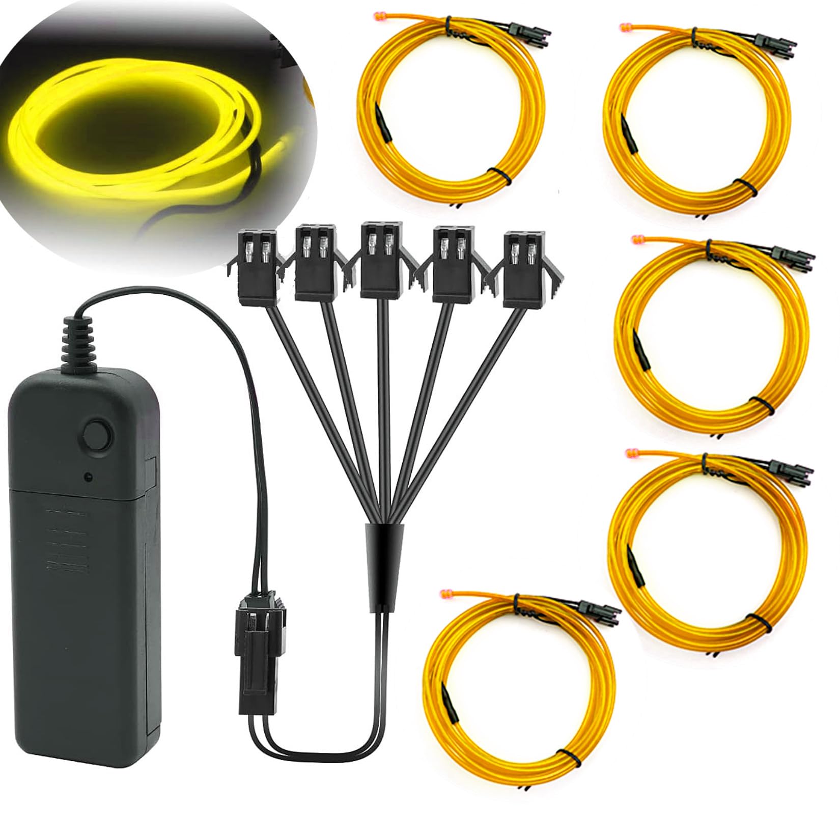 Orange EL LED Rope USB Rechargeable Strip Rope Lights for DIY 9.8ft/3m ...