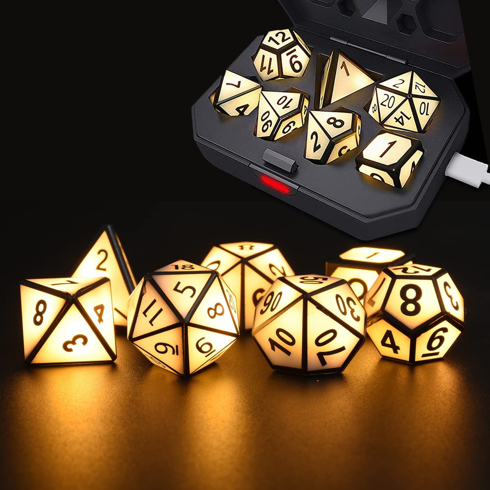 Light up LED DND Dice Sets of 7 Pack Rechargeable Electronic Dice with ...